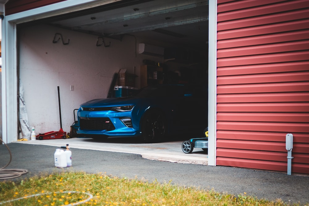 a car inside a garage