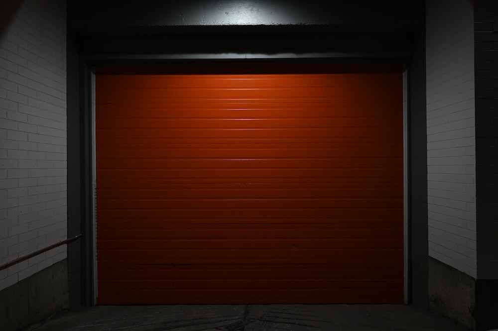 a red garage door