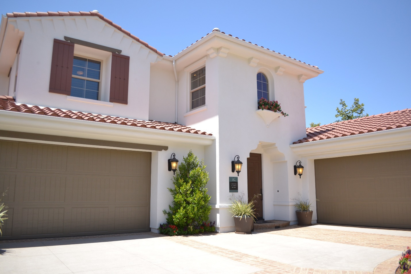 a home with a garage door