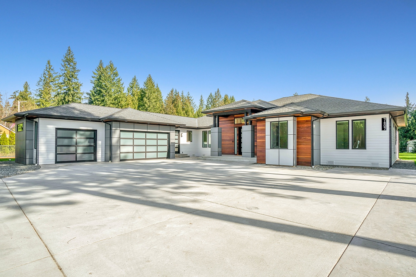 A house with a separate garage