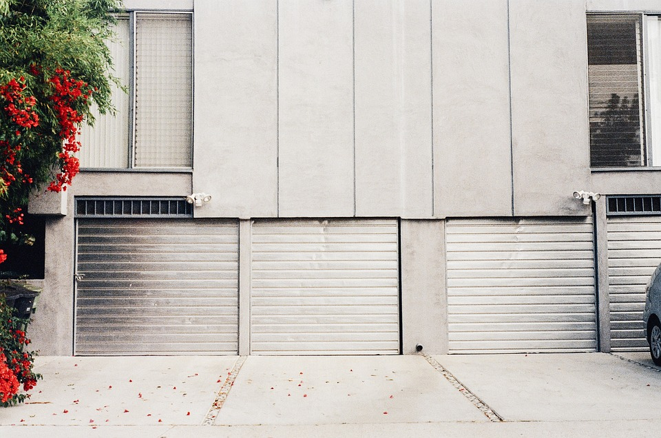 White off-balance garage door