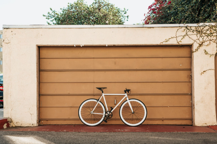 picture of old garage door, view from outside