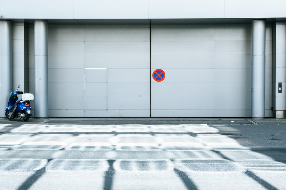 A white garage door